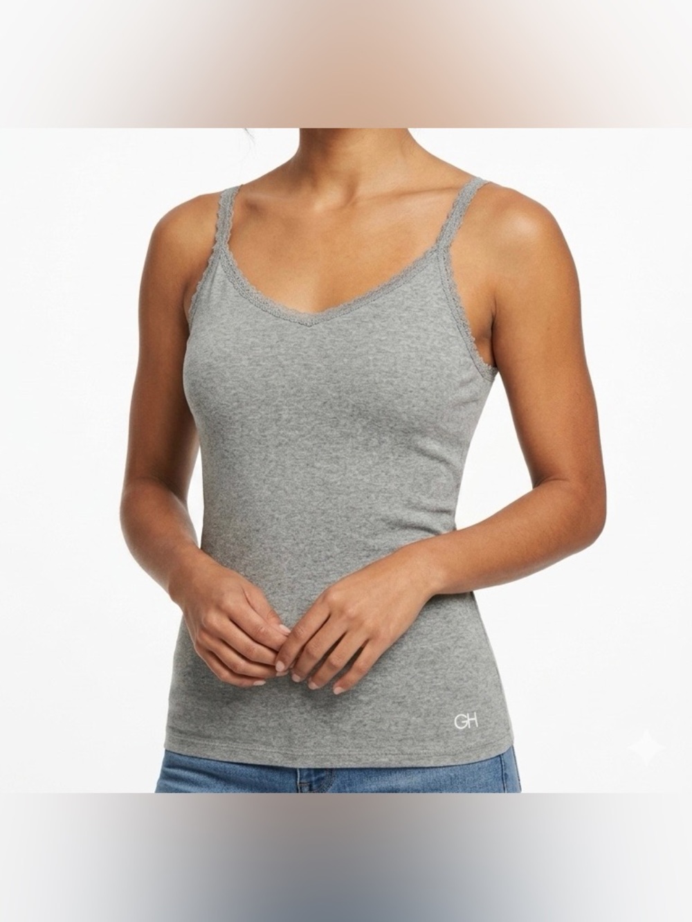 Gilly Hicks Gray Lace Trim
Camisole Tank Top Size S Soft
Stretch Fitted.